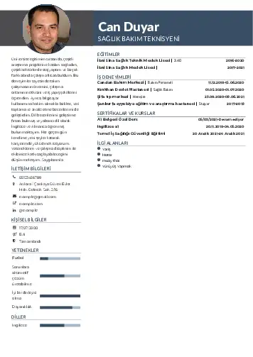 Hasta Bakıcı Cv Örnekleri cv indir